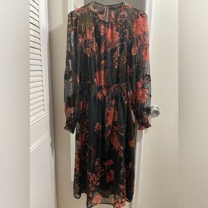 Zara long sleeve midi dress, size S